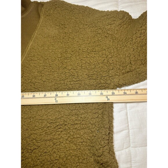 AERIE Oversized Dream Sherpa Quarter Zip Burnt Yellow Brown Sweater XS NWT - Picture 10 of 10
